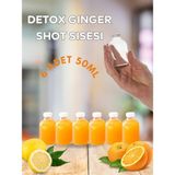 Milea 6 Adet Round Cam Ginger Shot Detox Şişesi Sızdırmaz Plastik Kapaklı Çok Amaçlı 50ML - Şeffaf - 50 ml