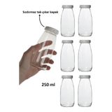 Milea 6 Adet Şeffaf Cam Şişe Süt Ayran Limonata Sirke Meşrubat Şişesi Çok Amaçlı