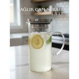 Milea Sağlıklı Cam Isıya Dayanıklı Borosilikat Cam Sürahi Inox Kapak 1.5 Lt - Şeffaf - 1,5 lt
