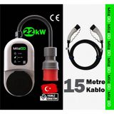 Milego 22KW 11KW Şarj Istasyonu 15 Metre Kablolu Set Taşınabilir Elektrikli Araç Şarj Cihazı Ce Sertifikalı Tip 2 16A/32A