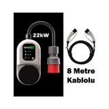 Milego 22kw Şarj İstasyonu 8 Metre Kablolu Set Mobil Taşınabilir Elektrikli Araç Şarj Ünitesi 22 Kw