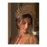 Milena Collection Gold After Party Tasarım Gelin Tacı – Kına Nişan Düğün Tacı