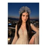 Milena Collection Kristal Taşlı Gösterişli After Party Gelin Tacı-Kına Düğün Saç Aksesuarı