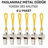 Milena Life 6'lı Paslanmaz Metal Düdük Yüksek Sesli Dayanıklı ve Hafif Kullanım için İdeal
