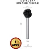 Milena Life Mini Boy Metal Saplı Çok Amaçlı Pratik Bulaşık ve Lavabo Temizlik Fırçası 1 Adet - Siyah - Gri