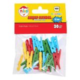 Mileo Ahşap Mandal 25 Mm Renkli 1827 (30 Lu Paket)