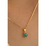 Milet Kuyumculuk 14 Ayar Altın Kafesli Firuze Valentino Zincir Kolye