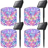 Miletus Güneş Enerjili Bahçe Aydınlatma 10+2m Rgb (Renkli ) 4lü Paket Dış Mekan Güneş Enerjili Lamba