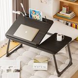 Miletus Yükseltilebilir Siyah Laptop Sehpası Koltuk Çalışma Sehpası Yatak Sehpası Yatak Masası Ysusb - 60x40x26
