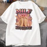Mılf Adam Ayakları Seviyorum T-Shirt Erkekler Yetişkin Mizah Komik Gag Tshirt Yuvarlak Boyun 2841 - Beyaz - XL