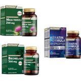 Milk Thistle 60 Tablet+ Bromelain 60 Kapsül + Keratin Formula 60 Tablet