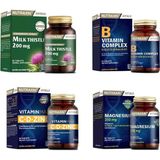 Milk Thistle 60 Tablet +Vitamin Max(C,d,zinc)+ B Vitamin Complex +Magnezyum