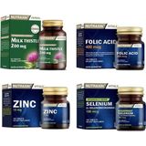 Milk Thistle 60 Tablet+Selenyum 100 Tablet+Folik Asit 100 Tablet+Çinko 100 Tablet