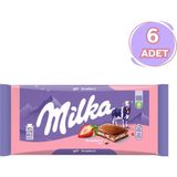 Milka 100 gr Sütlü Çikolata 6 Adet Çilek Yoğurt Lezzeti ile Keyifli Atıştırmalık