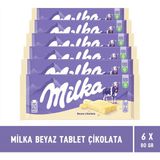 Milka Beyaz Tablet Çikolata 80g - 6 Adet - 80 gr