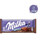 Milka Oreo Choco Çikolatalı Bisküvi Parçacıklı Sütlü Tablet Çikolata 100g - 6 Adet
