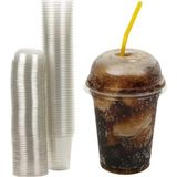 Milkshake Bardağı Pipetli Kapaklı 100'LÜ Içecek Şeffaf 350 Cc(Ml) Meşrubat Bardağı Cup
