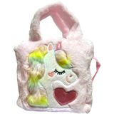 Milky Ada Toys Peluş Unicorn Sırt Çantası ve Kol Çantası Kız Çocuklar Için Hediyelik Yumuşak Çok Renkli 24X24 cm - Pembe