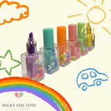 Milky Ada Toys Sevimli Mini Keçeli Kalemler Oje Tasarımlı Renkli Kapaklı 6 Renk Süslü Çekici Tasarım Hediyelik 7 cm - 6 lı oje tasarım