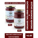 Mill & More Organik Tuzsuz Domates Salçası 650 gr + Organik Tuzsuz Tatlı Biber Salçası 610 gr Seti - 1,25 kg