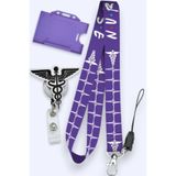 MİLLENEX Mor Nurse Hemşire Boyun Askı İpi Kimlik 3 lü Set Boyun İpi Yoyo Yatay Yaka Kartlık-B341-Y088