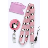 MİLLENEX Pembe Katil Penguen Boyun İpi Boyun Askı İpi 3 lü set Boyun Askısı Yoyo Yatay Kartık-B330-Y034