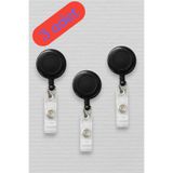 MİLLENEX Siyah 3 lü Klips Kart Tutucu Buton Yoyo Kimlik Kart Makarası Yoyo Kartlık-MBB-Y