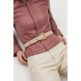 Milleniva Çift Gold Köprülü Ekru İnce Kadın Kemer 2.5 cm