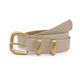Milleniva Çift Gold Köprülü İnce Kadın Kemer 2.5 cm (Ekru, 80 cm)
