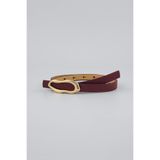 Milleniva Soyut Elips Gold Tokalı Bordo İnce Kadın Kemer 1.5 cm
