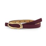 Milleniva Soyut Elips Gold Tokalı İnce Kadın Kemer 1.5 cm (Bordo, 80 cm)