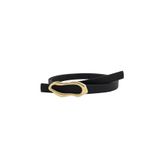 Milleniva Soyut Elips Gold Tokalı İnce Kadın Kemer 1.5 cm (Siyah, 110 cm)