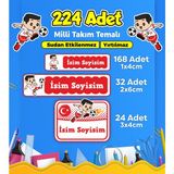 Milli Takım Futbol Temalı Okul Kreş Kişiye Özel Isim Etiket Seti - Model 286