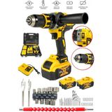 Millian 128 V 10 Ah Bakır Sargılı Darbeli Şarjlı Matkap Çift Akülü Metal Şanzıman Vidalama 39 Parça Setli