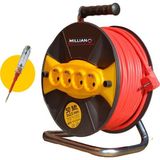Millian 3 x 2,5 50 Metre Makaralı Seyyar Uzatma Kablosu 4 Prizli ( Dörtlü ) Kırmızı 3x2,5 mm Özellikli Anahtarsız
