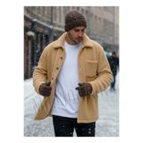 Millionaire Erkek Camel Peluş Gömlek Yaka Modeli Düğmeli Ceket Hırka Mont Sweatshirt Polar