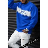 Millionaire Erkek City of Angels Saks Mavi Kalın Soft 3 İplik Şardonlu 0 Sıfır Yaka Oversize Salaş Sweatshirt