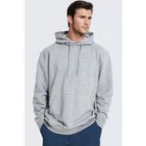 Millionaire Erkek Gri Düz Kapüşonlu Oversize 3 iplik Şardonlu Salaş Bol Kesim Hoodie Sweatshirt