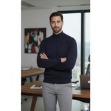 Millionaire Erkek Lacivert Yarım Balıkçı Yaka Standart Normal Kesim Regular Yün Akrilik Karışımlı Triko Kazak - XL