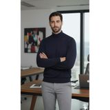 Millionaire Erkek Lacivert Yarım Balıkçı Yaka Standart Normal Kesim Regular Yün Akrilik Karışımlı Triko Kazak