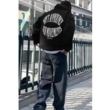 Millionaire Erkek Siyah Dont Announce Kapüşonlu Oversize 3 iplik Şardonlu Salaş Bol Kesim Hoodie Sweatshirt