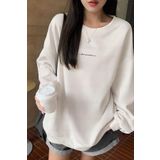 Millionaire Kadın Beyaz Dreamer Baskılı 0 Sıfır Yaka Oversize Salaş Bol Kesim Polar Sweatshirt
