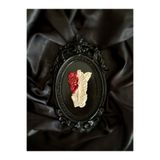 Milo Art El Yapımı Gotik Romantik Siyah Vintage Beton Çerçeve İskelet Ve Gül Temalı Barok Çerçeve Cilalı