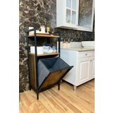 Milonsa Kirli Çamaşır Sepeti Metal Ahşap Banyo Düzenleyici Kirli Sepeti Banyo Dolabı Organizer Banyo Rafı
