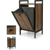 Milonsa Metal Ahşap Banyo Düzenleyici Çamaşır Sepeti - Kirli Sepeti Ahşap Banyo Dolabı - Banyo Rafı - 70x40x31,5 - Siyah - Ahşap