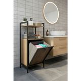Milonsa Metal Ahşap Banyo Düzenleyici Çamaşır Sepeti - Kirli Sepeti Ahşap Banyo Dolabı - Banyo Rafı - 97x40x31,5 - Siyah - Ahşap