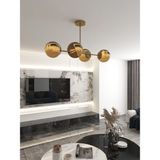 Milora 4'lü Eskitme Kasa Bal Rengi Cam Detaylı Modern Lüks Avize - Eskitme - Bal Rengi