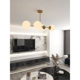 Milora 4'lü Eskitme Kasa Beyaz Cam Detaylı Modern Lüks Avize - Eskitme - Beyaz