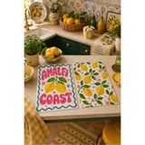 milroma Amalfi Coast Limon Desenli Akdeniz Mutfak Havlusu Dekoratif Modern 2'li mutfak havlu seti 35x55