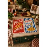 milroma Pizza Amore Spaghetti Regret İtalyan Mutfak Desenli Modern Akdeniz 2'li mutfak havlu seti 35x55